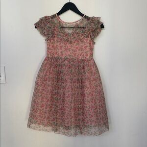Mini Boden Pink Floral Organza Party Dress